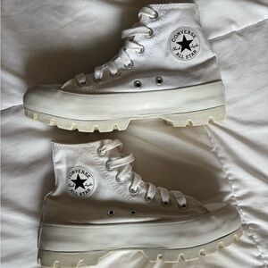 Converse White High-Top Lugged Sneakers Size 5